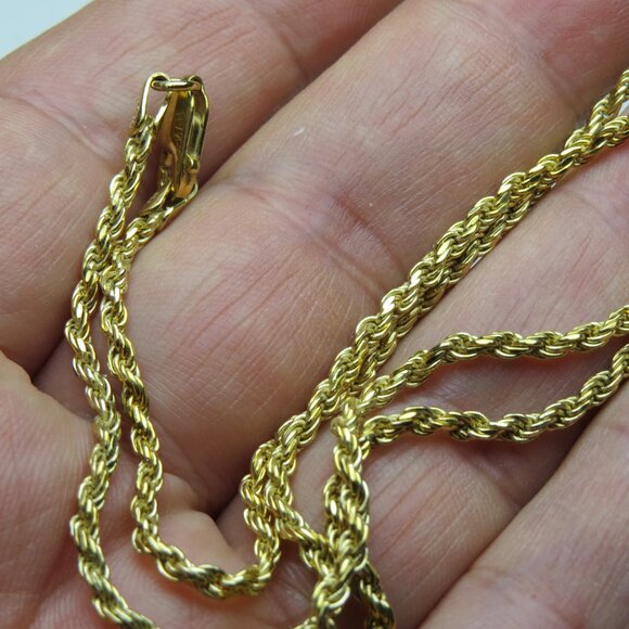 18k *925 Sterling Silver Solid Rope Necklace - Picture 2 of 3